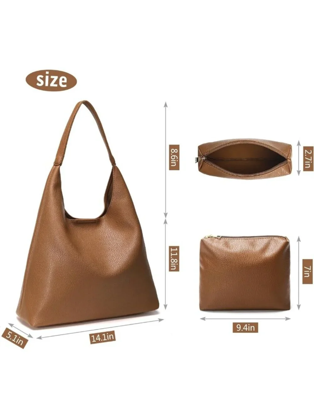 Stylish Soft Vegan Leather Hobo Bags for Women - Slouchy Tote Handbags for Work